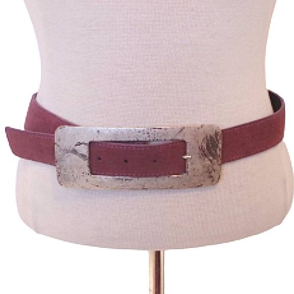 Xcetera Genuine Suede Mauve Tone Large Buckle Belt- Sz. Sm - Picture 1 of 4